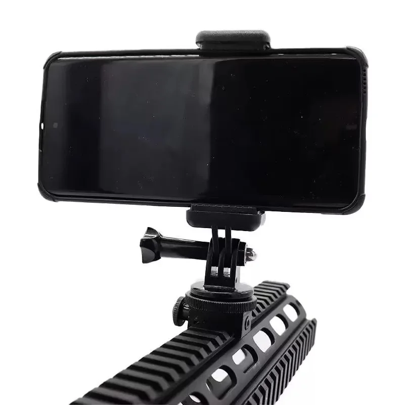 For 20mm Rail Mount Adapter with Phone Mount Holder Smartphone Action Camera Compatible for Gopro Iphone