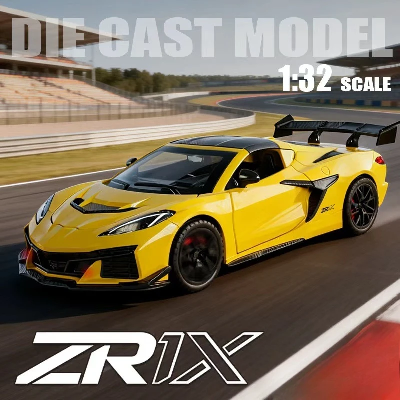 

Simulation 1:32 Scale Corvette C8 ZR1X Racing Car Toy with Sound Light Pull Back Diecast Miniature Voiture Collection Ornament