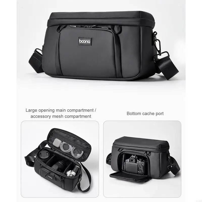 Crossbody Camera Bag with Adjustable Shoulder Carry, 900D High-Density Fabric, Reinforced Stitching, and Separated Storage H8WD