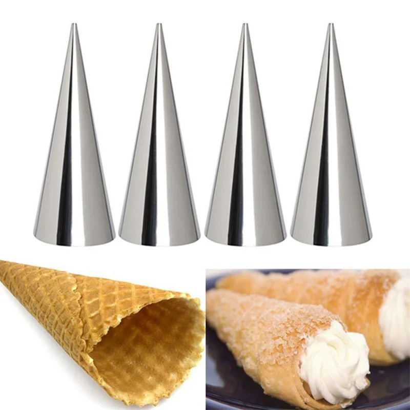 10Pcs Large Stainless Steel Conical Tube Cone Roll Moulds Spiral Croissants Molds Pastry Cookie Dessert  Mold Baking Tool