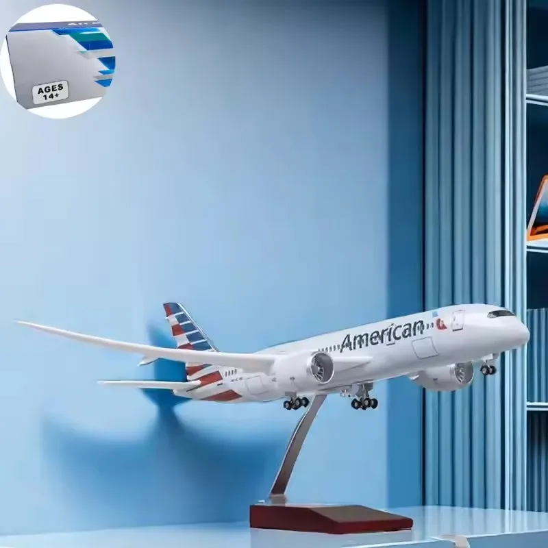 طائرة نموذجية جديدة بمقياس 1:130 B787 طائرة Dreamliner نموذج الخطوط الجوية الأمريكية مع لعبة عرض مجموعة الراتنج الخفيفة #6