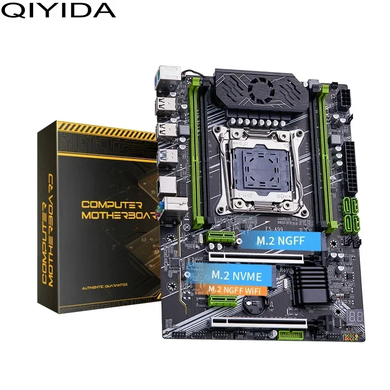 Qiyida X99 Moederbord Set Lga 2011-3 Xeon E5 2690 V4 Cpu Processor 4 Kanalen Ddr4 2*16G = 32Gb Ram Geheugen Combo Usb Atx Nvme M.2