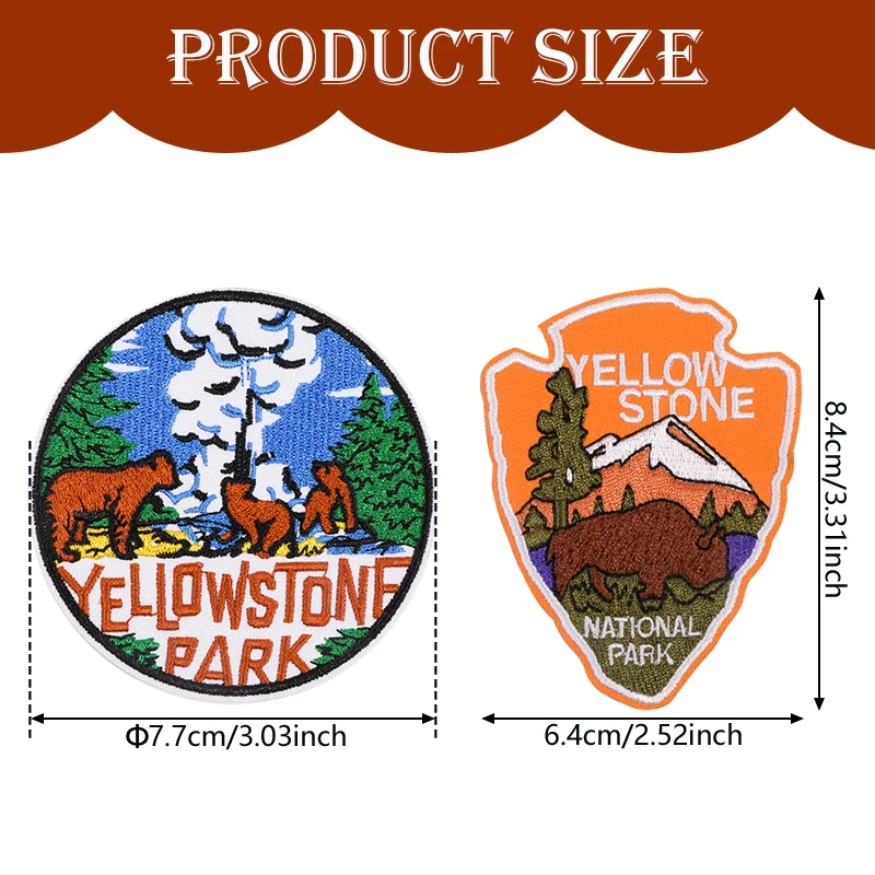 قطعتان من رقع الحديد المطرزة للسفر في الحديقة الوطنية، مناسبة لعشاق السفر، لخياطة القماش بنفسك على الجينز والسترات والسترات والقبعات وحقائب الظهر