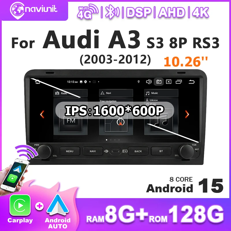 Brezžični CarPlay avtoradio za Audi A3 s 10.26'' zaslonom