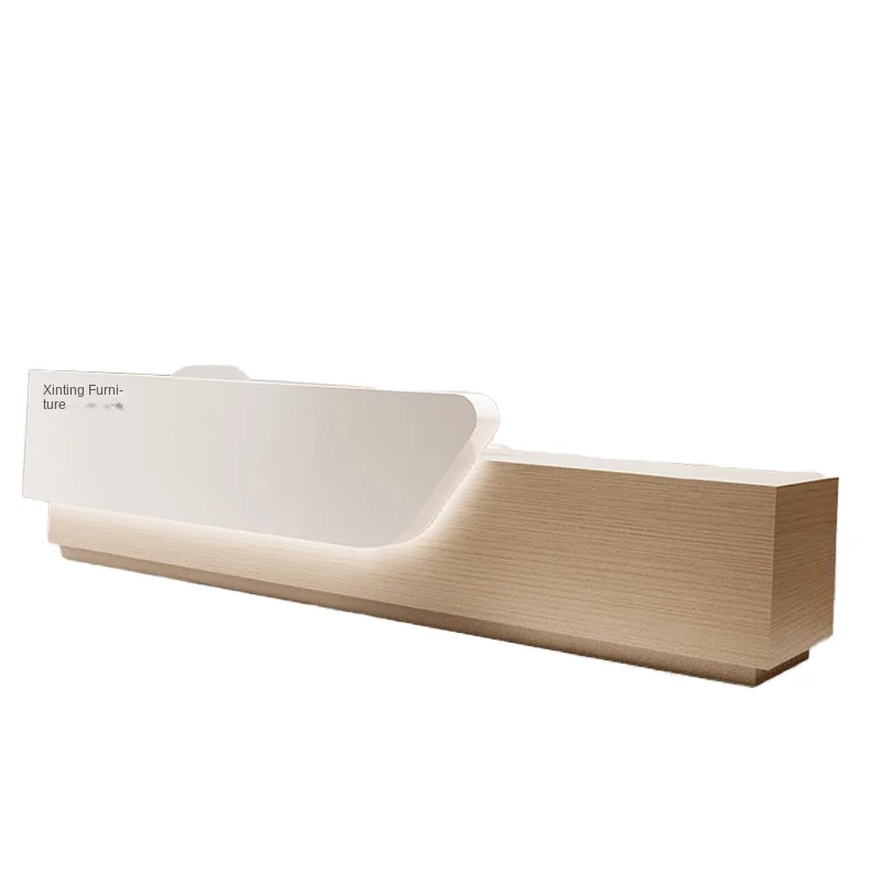 custom.High-Grade Custom Company Reception Desk Hotels Large Bar Beauty Salons-Modern Design Wood Material Front Desk with C