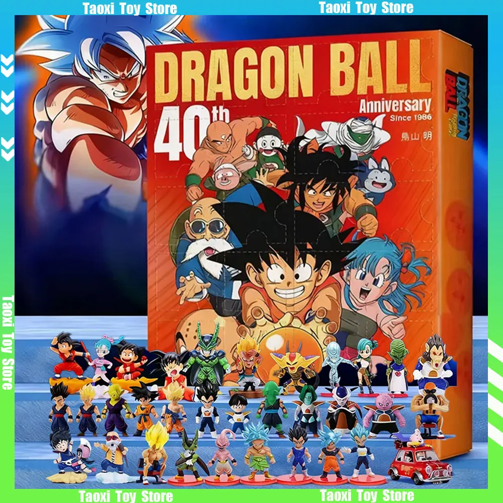 24 unids/set Anime Dragon Ball 40 aniversario caja de calendario de Adviento figura de Anime Goku WuKong modelos aleatorios juguetes caja ciega de moda