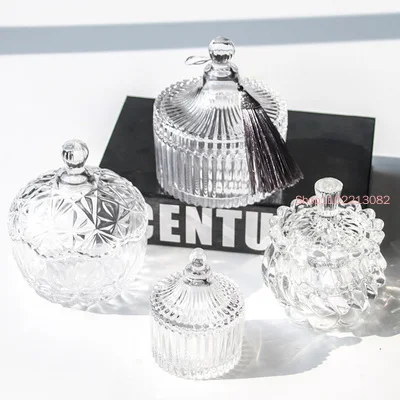 

Crystal Glass Candy Cup Creative Living Room Candy Jar Dried Fruit Plate Sugar Bowl Fruit Bowl with Lid Fruit Cup Jewelry Box