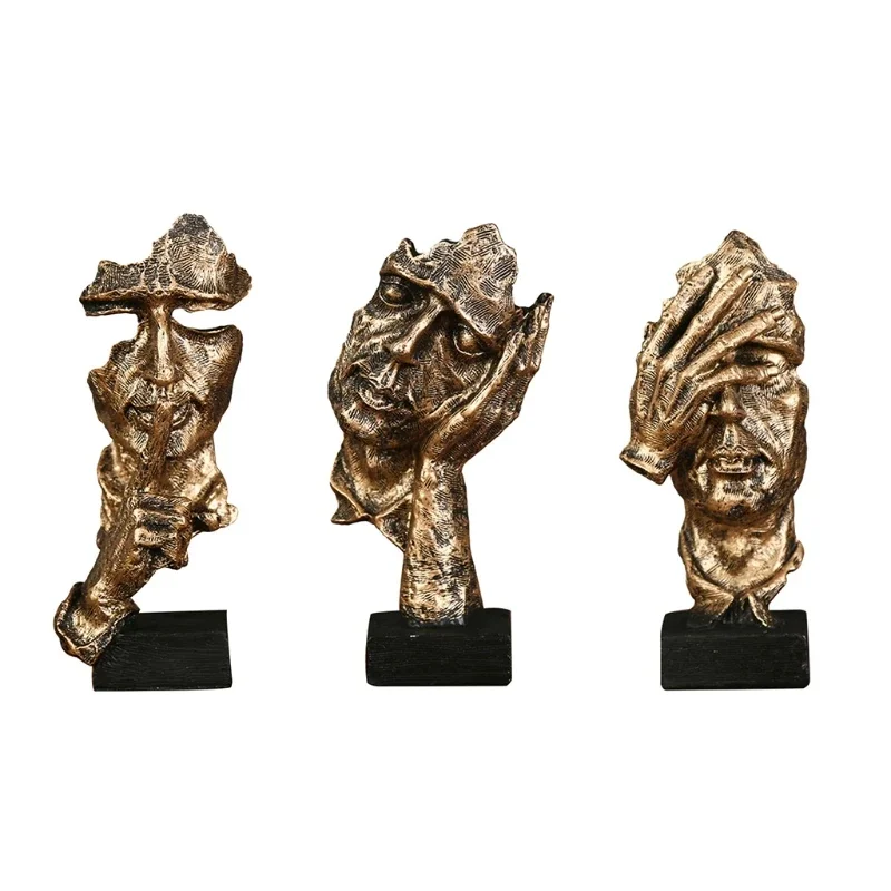 

3Pcs Statue Abstract Resin Desktop Ornaments Sculpture Miniature Figurines Face Character Nordic Art Crafts Office Home Decor