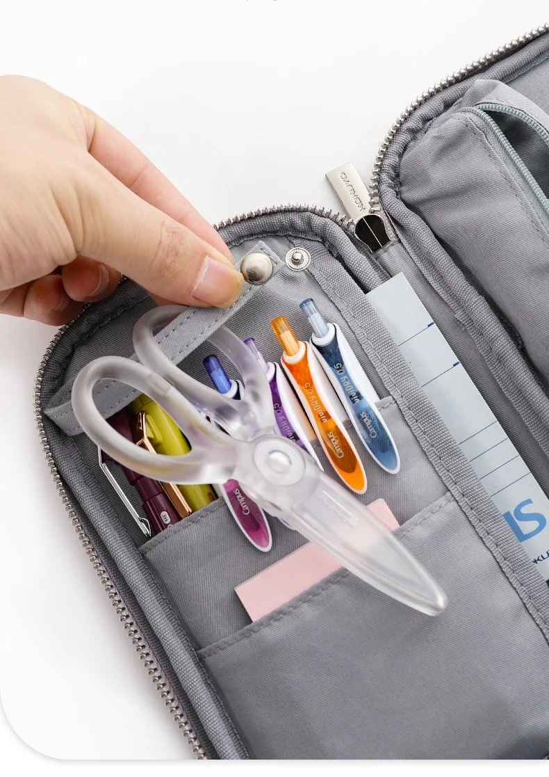 Kokuyo Cord-Pfannenetui, flach, offen, mit mehreren Taschen, Stifte, Bleistiftbeutel, Aufbewahrungstasche, Handtasche F7025 – Detail 4