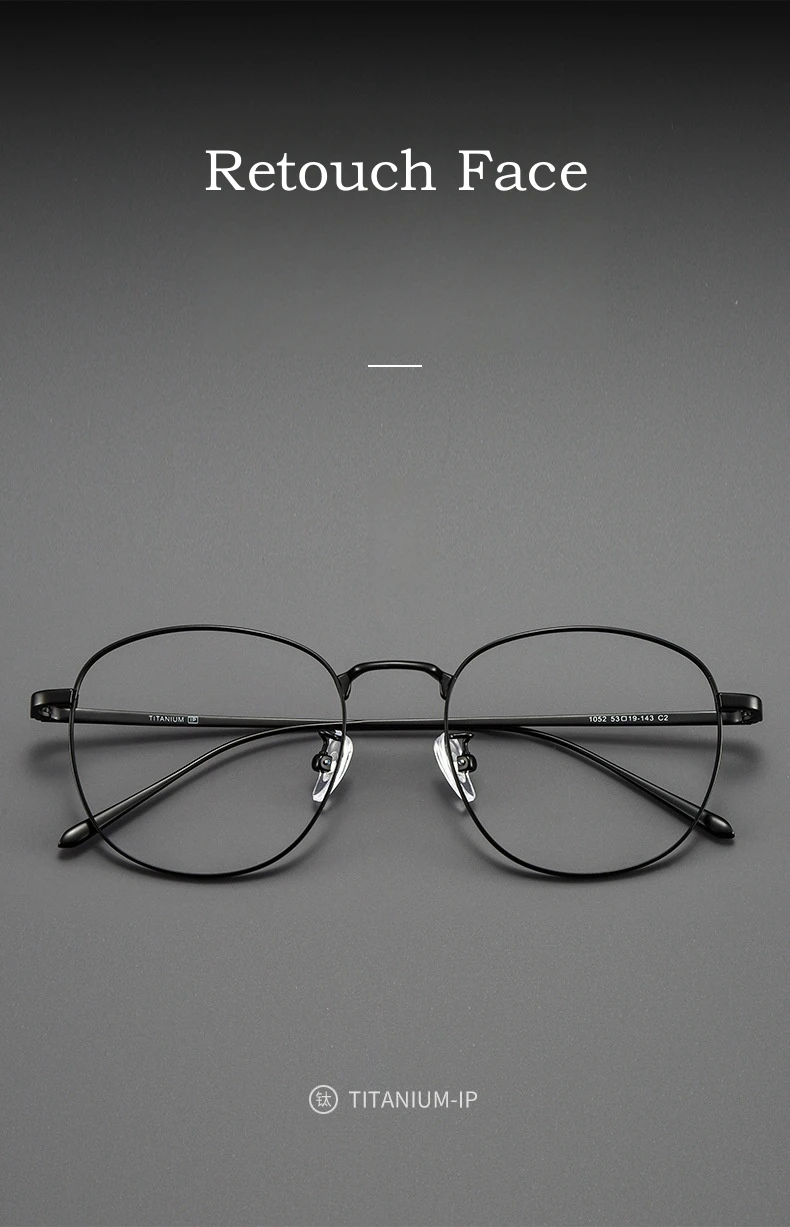 Yimaruili Mode ultraleichte Titan legierung Brillen Männer Retro Runde großes Gesicht optische Rezept Frauen Brillen Rahmen 1052 – Detail 5