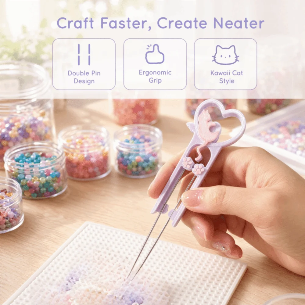 Cat Perler Bead Placement Pen High Quality Long Double Needle Pen Multifunctional Dual Tip Collage Bead Tool DIY