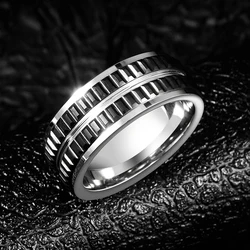 Rings For Men 8mm Original Gear Male Classics Black Ceramics Lattice Engagement Gift Jewelry,Engraving