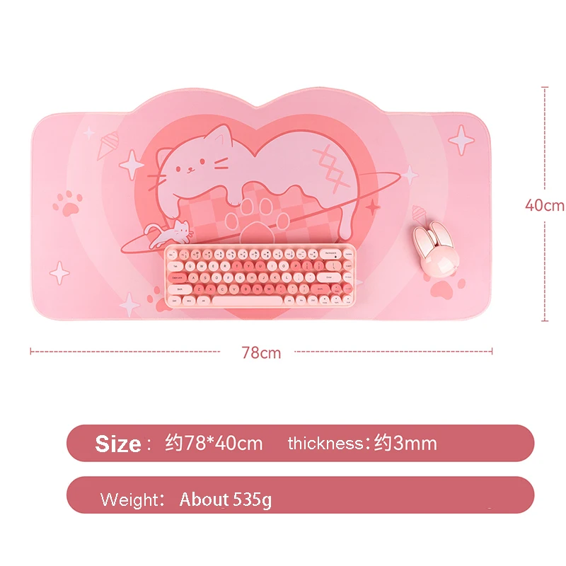 Xxl-パステルカラーのゲーム用マウスパッド,かわいいピンクの猫,デスクトップ,ラップトップ,デスクアクセサリー