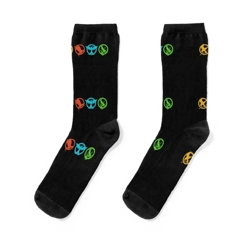 The Hunger Games Mockingjay Logos Socks hiphop anime Mens Socks Women's