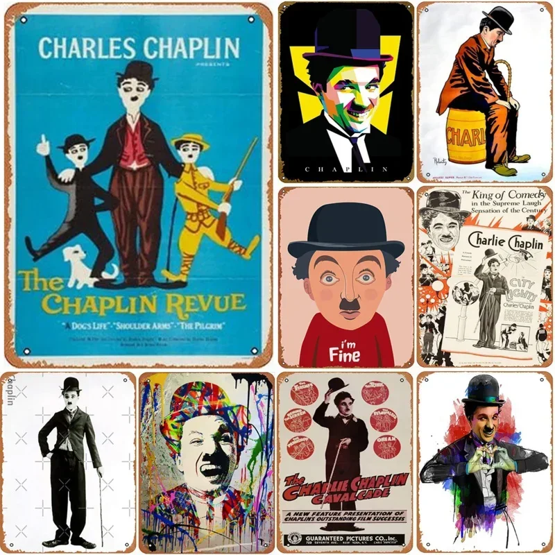 Charles Chaplin Morden Time Signs Plaque Plate Retro Posters for Home Cafe Bars Pubs Tin Poster Room Decor Wall Plate Pendant