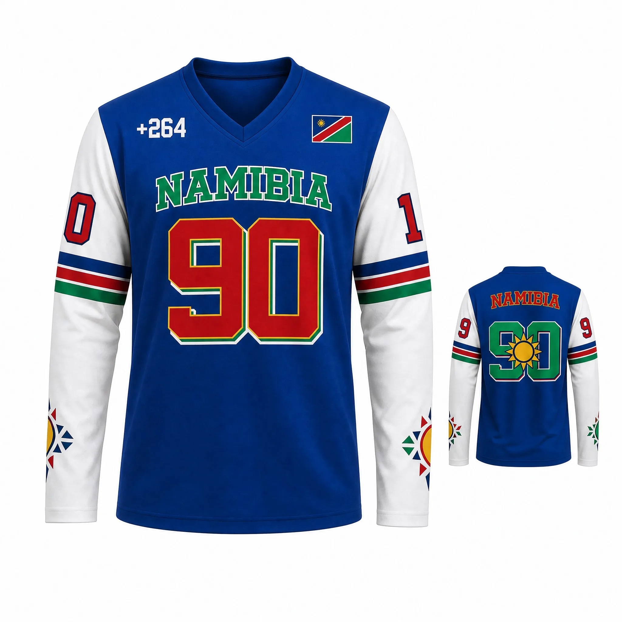 Camiseta versátil para hombre, sudadera namibia de manga larga con cuello en V, estampado, camisa deportiva informal, top estilo streetwear