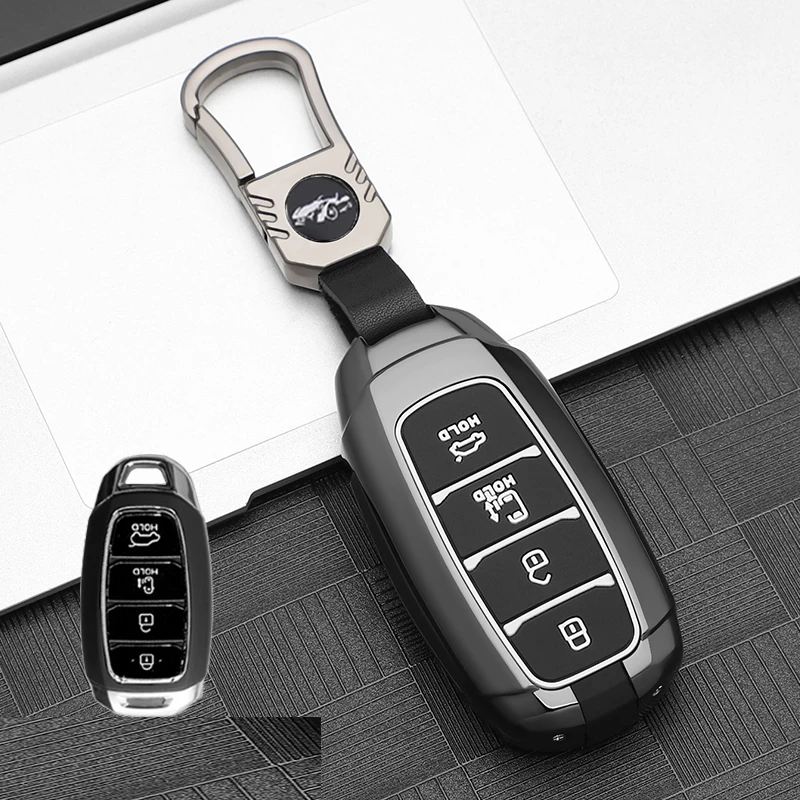 

High-grade Zinc Alloy Car Key Case Fob Cover For Hyundai Elantra 2023 for Men 4/5 Buttons 2020 Palisade SEL Santa Fe Keychain