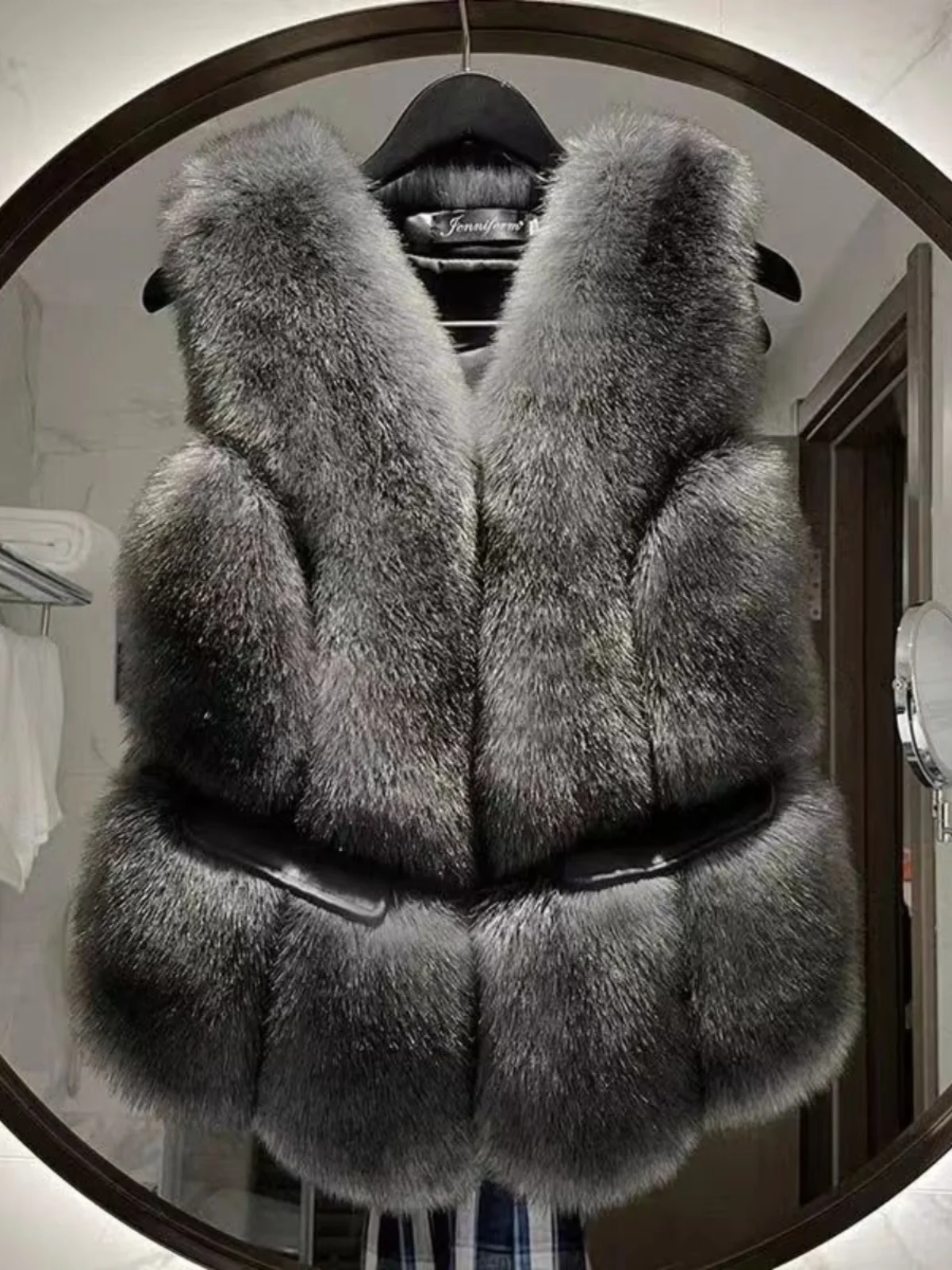 

Women's -Printed Patchwork Fur Vest Jaet 2026 Autumn Winter Slim Fit Korean Sle Warm Outerwear Faionable Coat