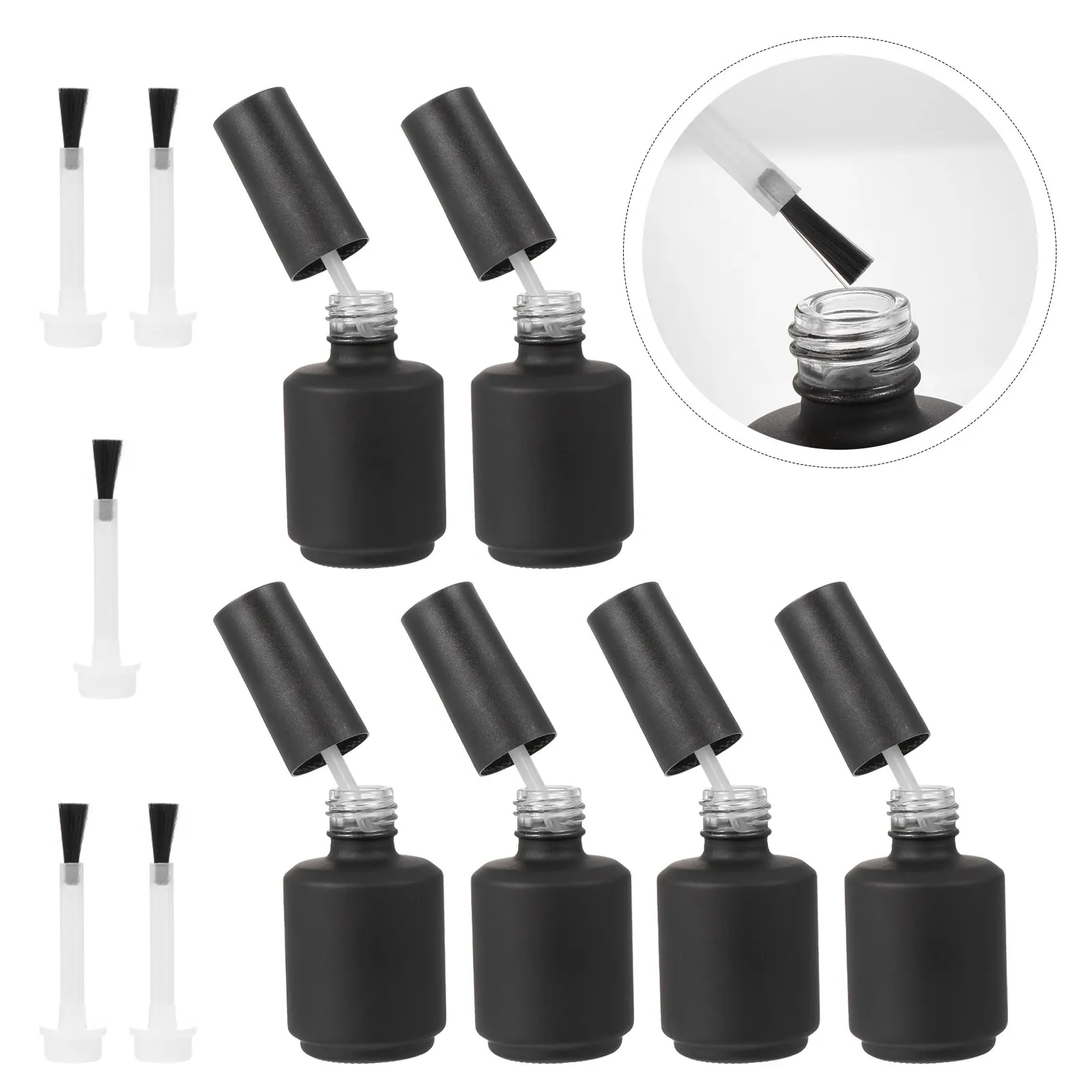 

1Set Nail Polish Bottle Empty Nail Gel Container Black Lightweight Durable Glass Refillable Bottles Suitable for Salon and Home