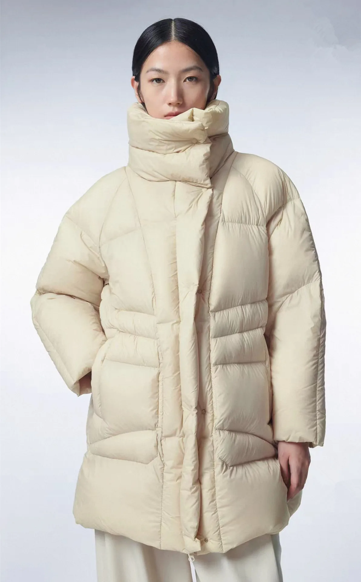 

Winter New Mid Long Hooded Down Coats 90% White Duck Down Jacket for Women Loose and Thick Gentle and Warm Puffs Jacket