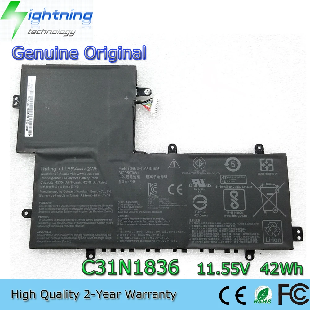 New Genuine Original C31N1836 11.55V 42Wh Laptop Battery for Asus Chromebook Flip C214MA C204MA 0B200-03370000 0B200-03370100