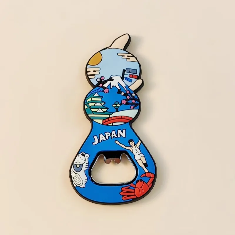 Japanese Silicone Bottle Opener Handmade Painted 3D Fridge Magnets Tourism Souvenirs Refrigerator Magnetic Stickers Gift