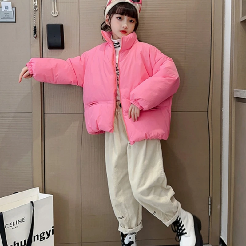 Girls Down Coat Jacket Cotton Windbreak 2023 Vintage Warm Plus Thicken Velvet Winter Children's Clothing -10 Degrees Below Zero