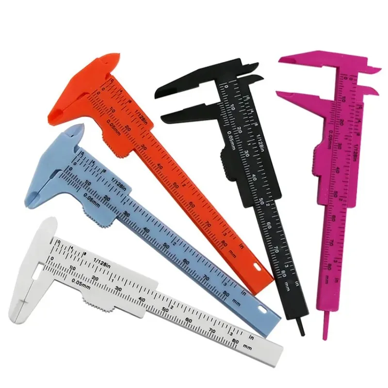 1Pc 0-80mm Double Rule Scale Plastic Vernier Caliper Student Dial Gauge Micrometer Measuring Ruler Inside Diameter Depth Meter