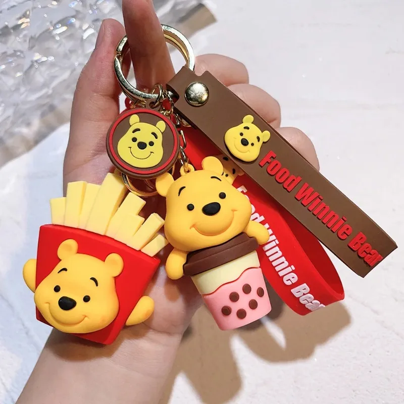 Cartoon Winnie the Pooh keychain pendant cute school bag pendant keychain cartoon couple silicone doll exquisite car keychain