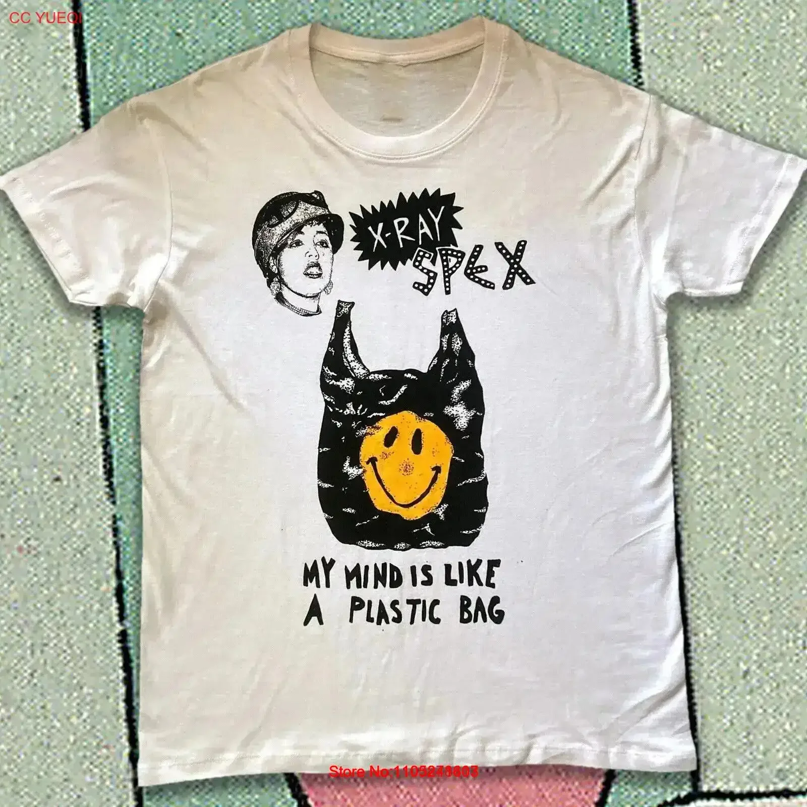 Camiseta de algodón blanca X ray Spex con bolsa de plástico, tallas S a 5XL, vintage, lavada, elástica, unisex, para hombre, versátil, suave y transpirable