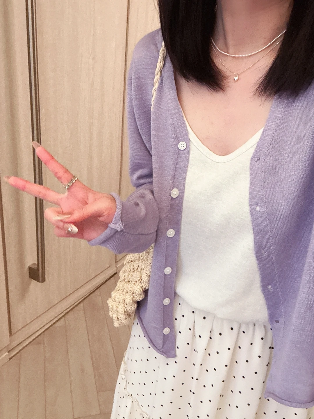 

Xiao Yan Home Gentle Purple Thin Knitted Open Cardigan Women's Spring New Loose Slim V-neck Outerwear Top Coat