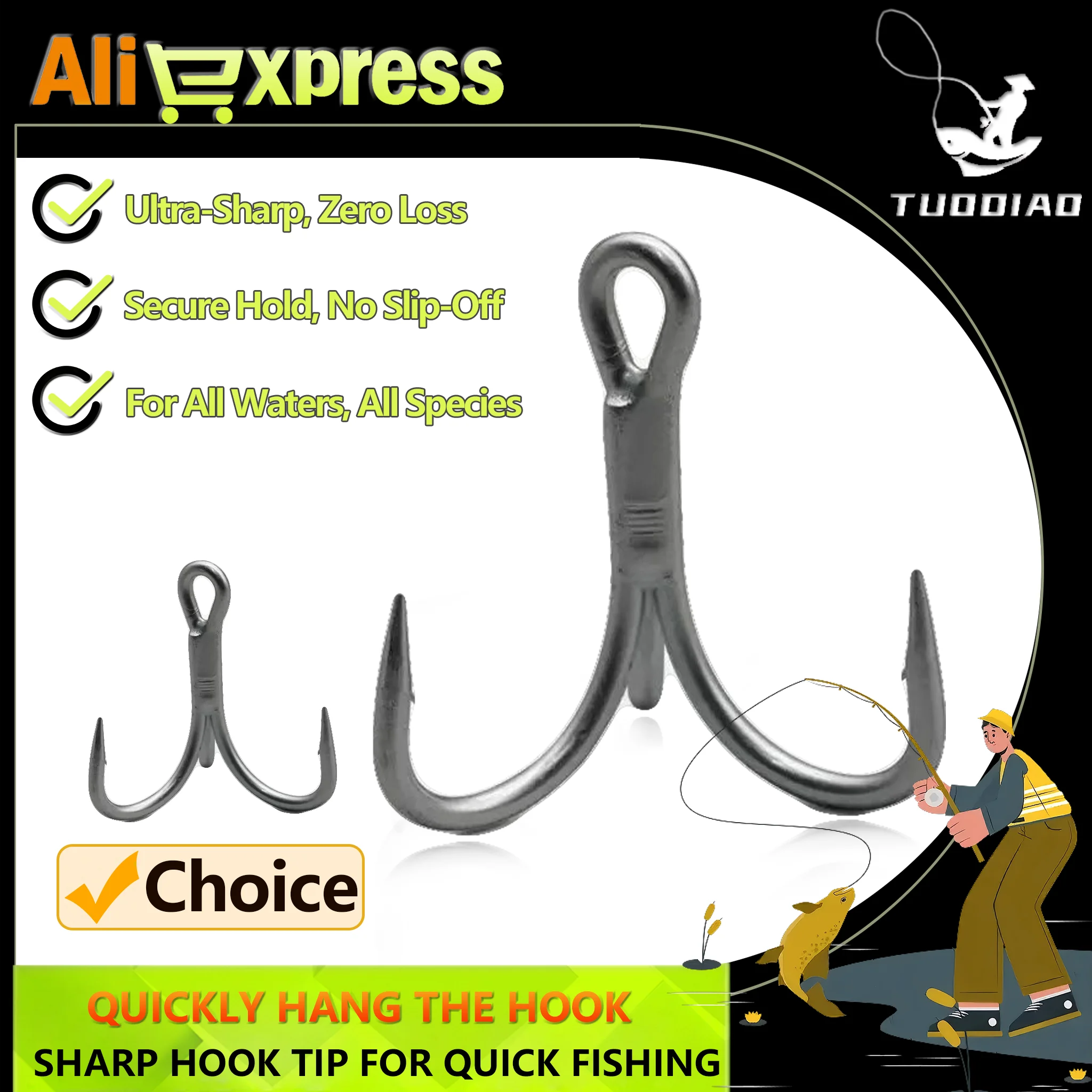 

[TUODIAO] Teflon-Coated Fishing Hook Smooth Anti-Rust Finish Ultra Sharp Durable Secure-Hold Hook