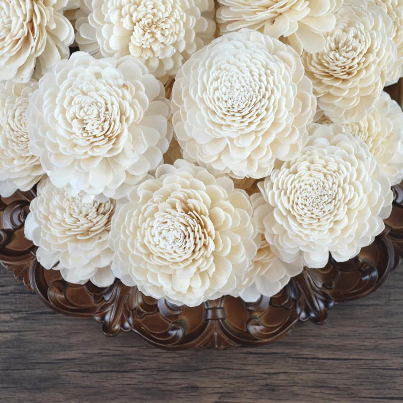 Chrysanthemum Sola Wood Flower for Fragrance Diffuser, Essential Oil Diffusing Accessories, Simulation Flower, 8.5/6/4.5cm 10Pcs