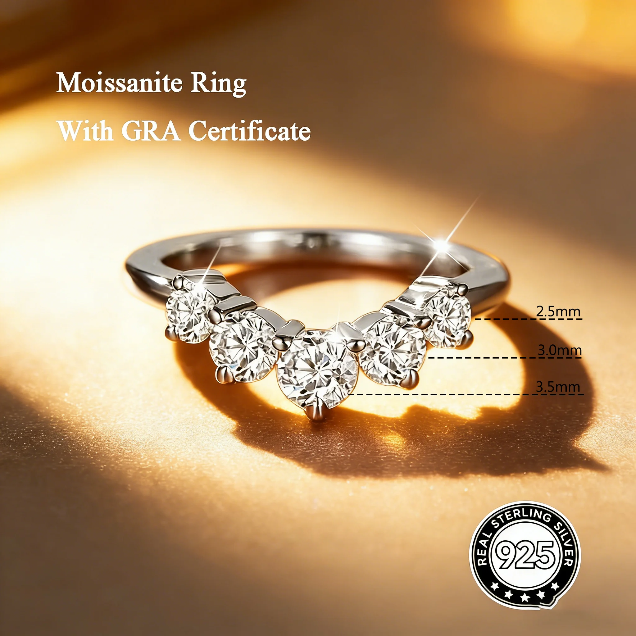 V Shape Moissanite Pass Diamond Tester With GRA Certificate For Man and Women As Gifts Engagement Anniversary
