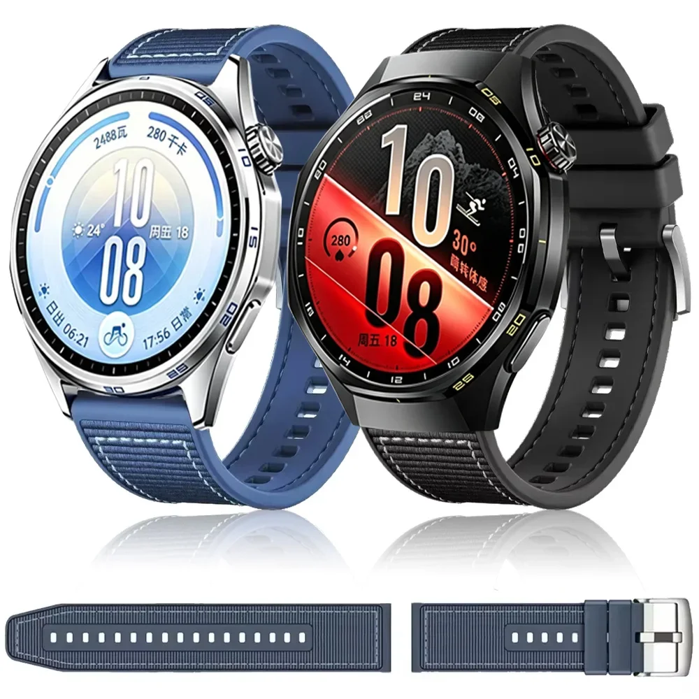 22mm Composite Nylon+Silicone Strap For Huawei Watch 6 5 GT7-6-5-4 46mm Wristband Huawei Watch GT7 Pro 46mm Replaceable Bracelet