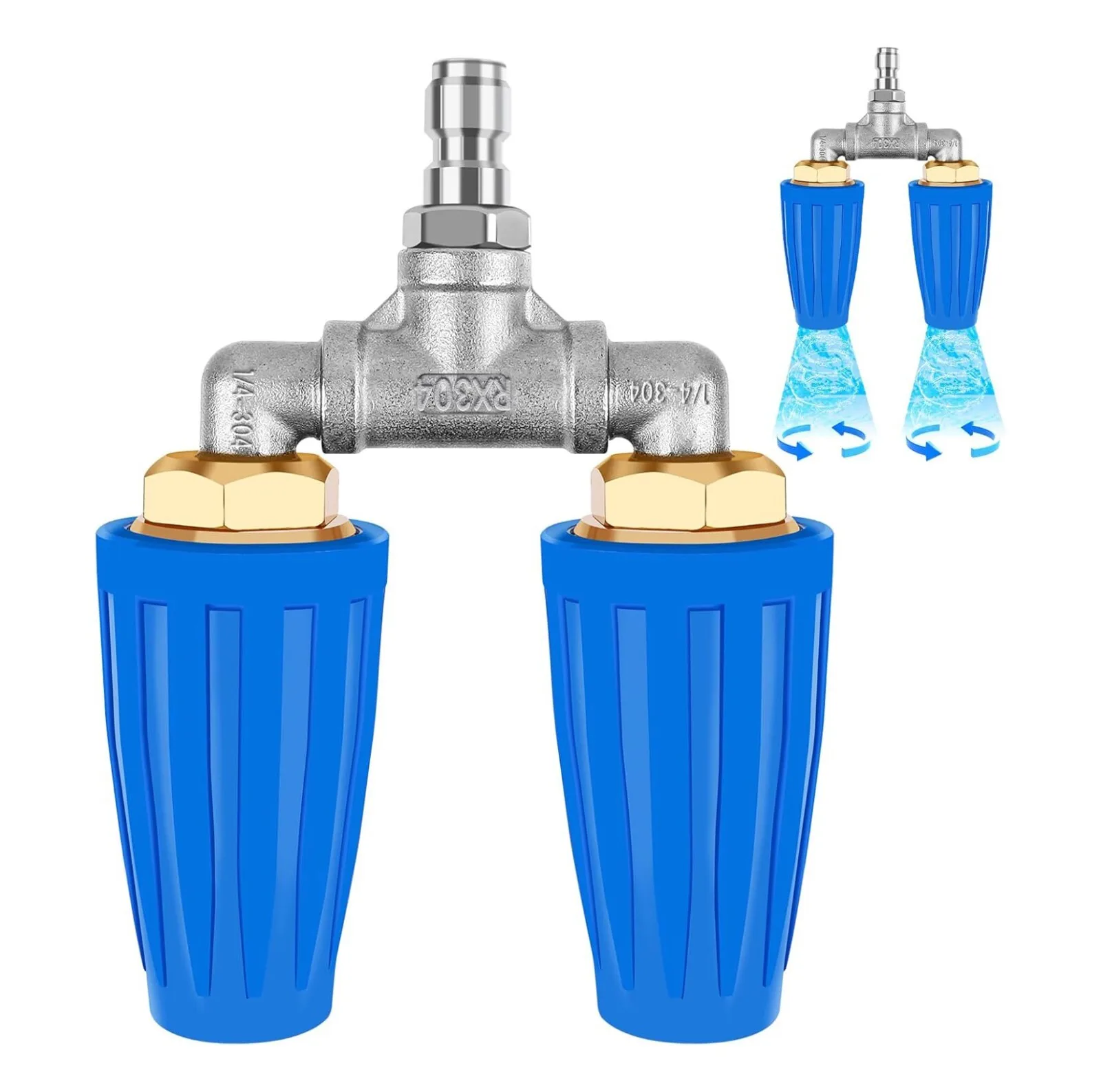 

360 Rotating Pressure Washer Dual Turbo Nozzle 1/4in. Quick Connector 2.5