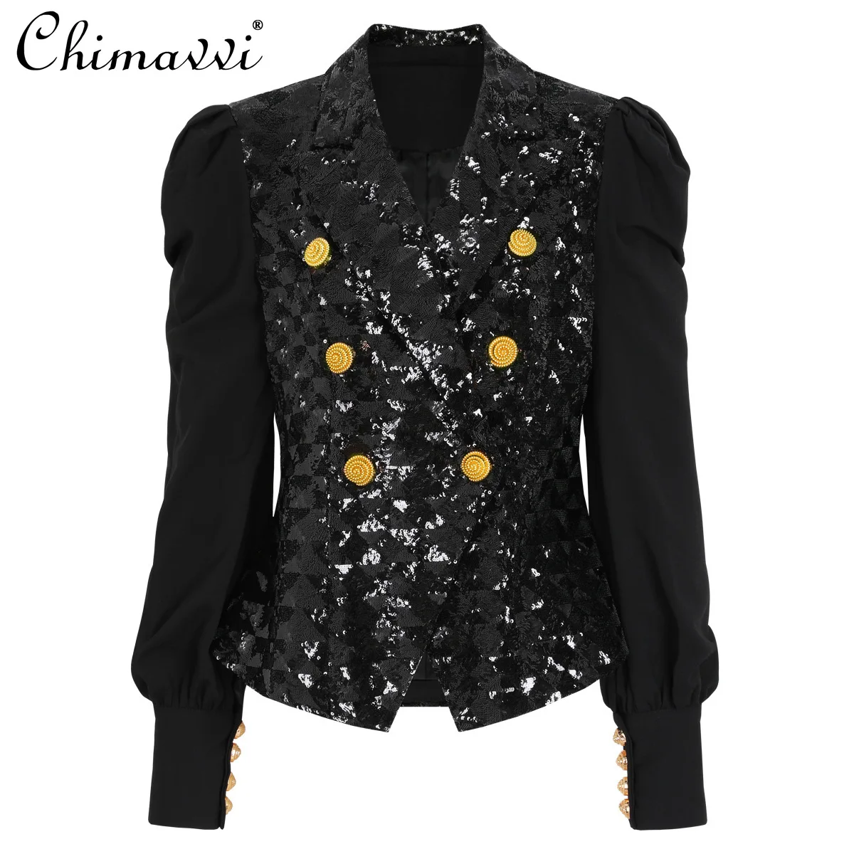 

2026 Spring and Autumn New European and American Fashion Women's Blazer Commuter Long Sleeve Classic Sequin Suit Coat Top