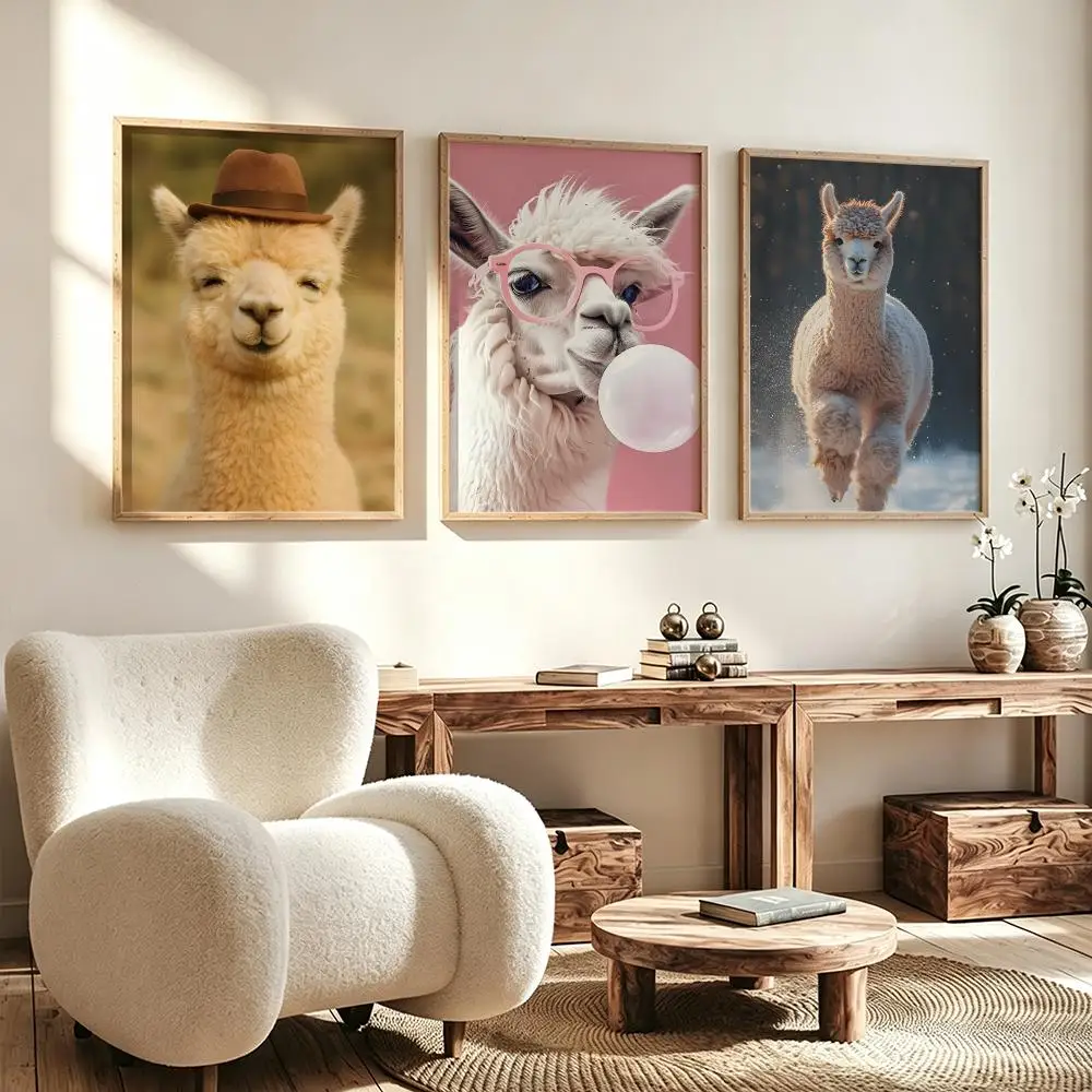 Modern Aesthetic Wall Art Poster art Alpaca Poster for Office Home Decor Interior Large Wall Picture Print