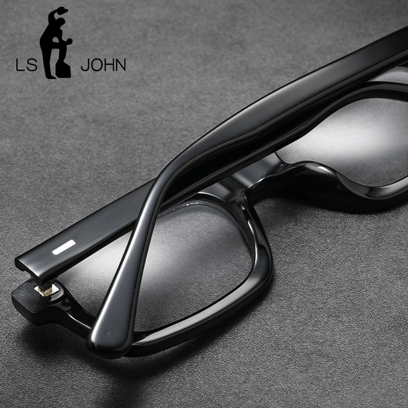LS JOHN, nuevas gafas de acetato, montura para hombre, marca rectangular, gafas de lectura para miopía, gafas graduadas ópticas de alta calidad para hombre