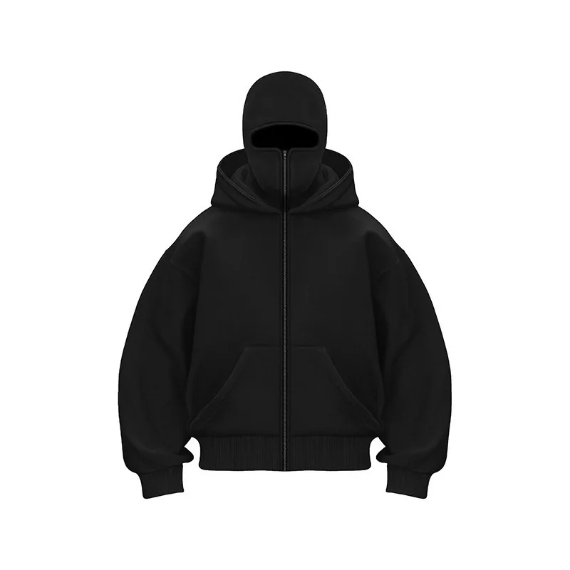 Herren Double Hat Maske Reißverschluss Design Winter Winddichter Kapuzenpullover Sportjacke Outdoor-Aktivitäten Wandern Reisen Laufen Sweatshirt ﻿ – Detail 19