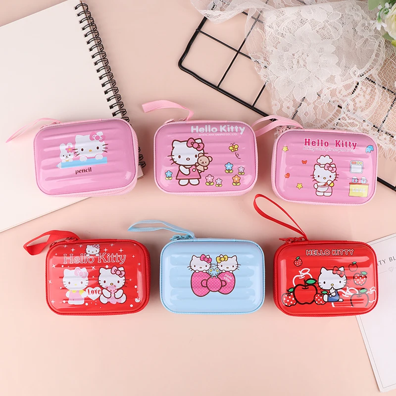 Kawaii Sanrio Kitty Coin Purse Cute Cartoon Tin Plate Money Change Mini Pouch Portable Storage Bag For Children Gifts