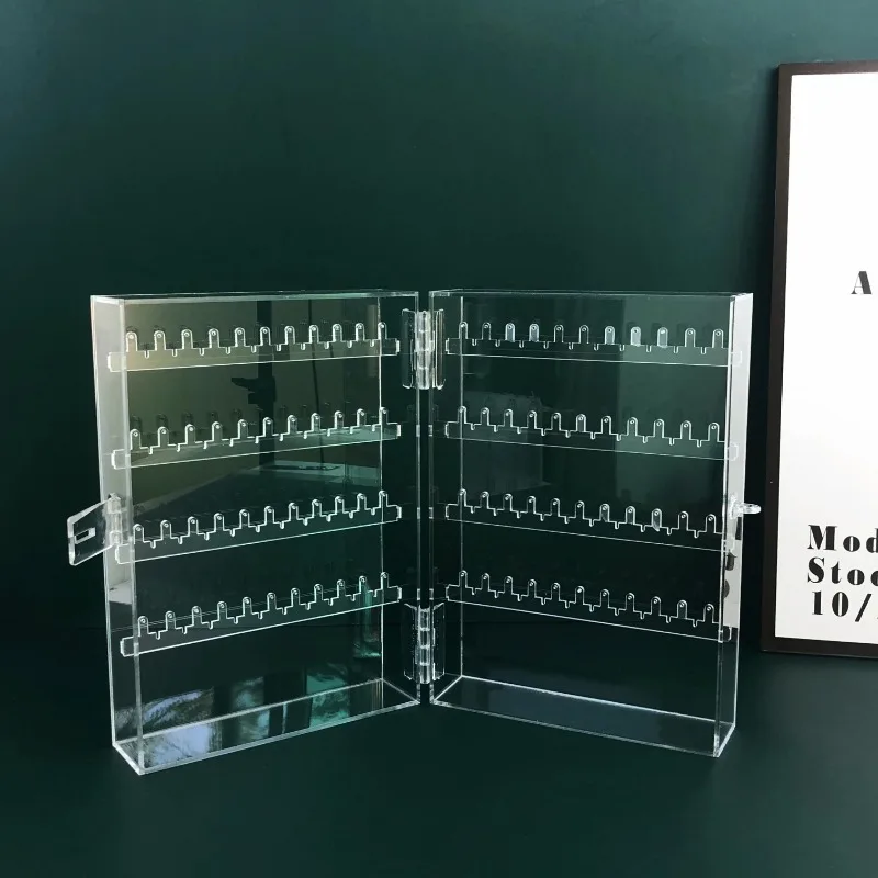 Caja organizadora de joyas de acrílico estilo MUJI, soporte transparente para pendientes, soporte de exhibición para collares con ganchos para almacenamiento de anillos y pulseras