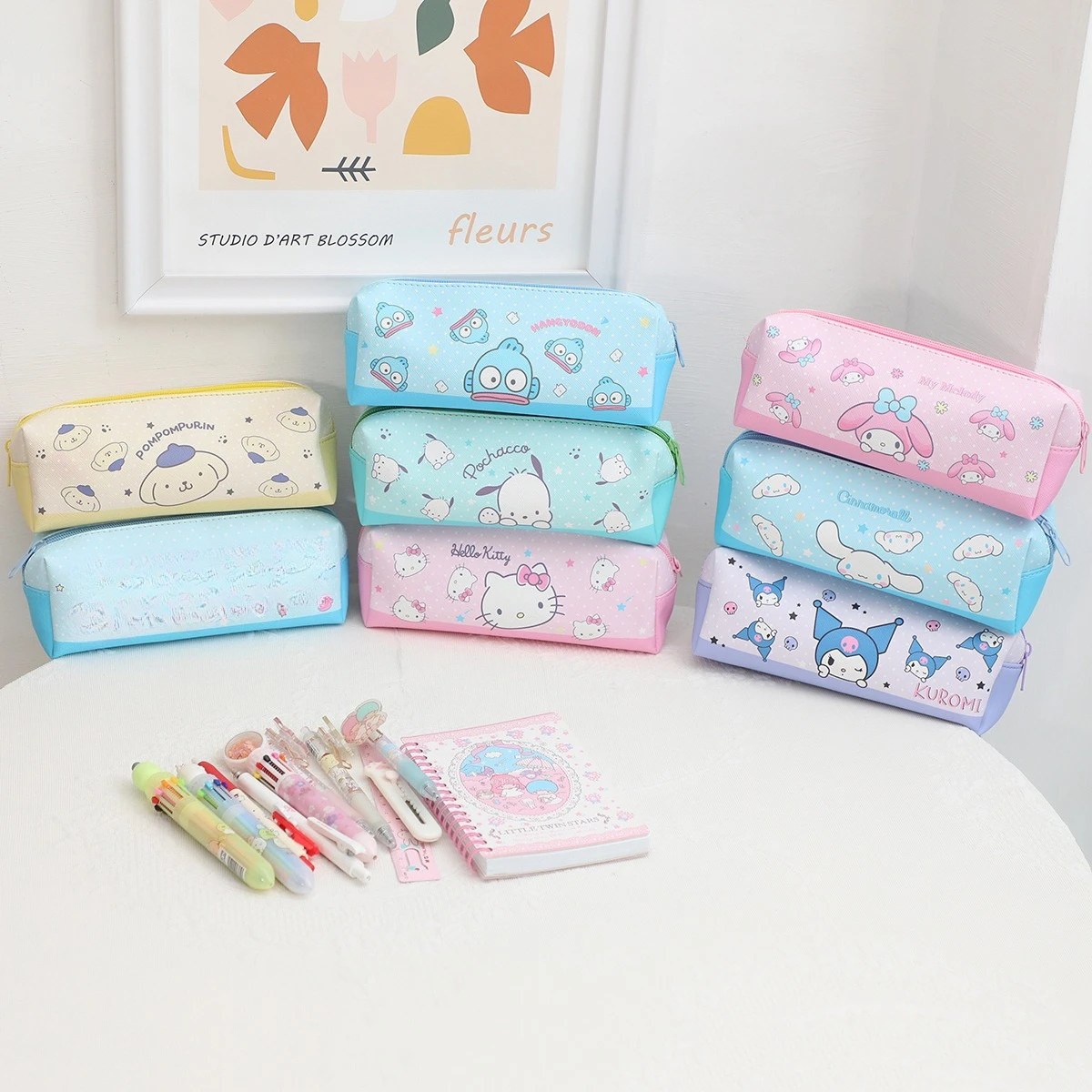 Sanrio Hangyodon, милая мультяшная портативная косметичка большой вместимости, ручная косметичка, сумка для хранения косметики, студенческий пенал