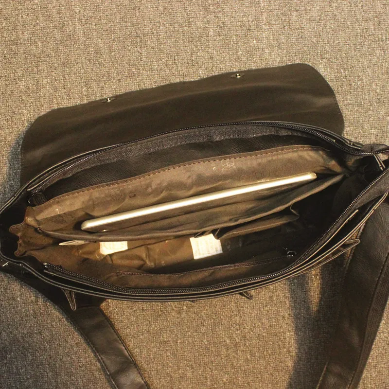 Borsa da uomo in morbida pelle Valigetta per laptop da 14 pollici Borsa da postino portatile a tracolla Messenger Borse per documenti ufficiali per computer casual