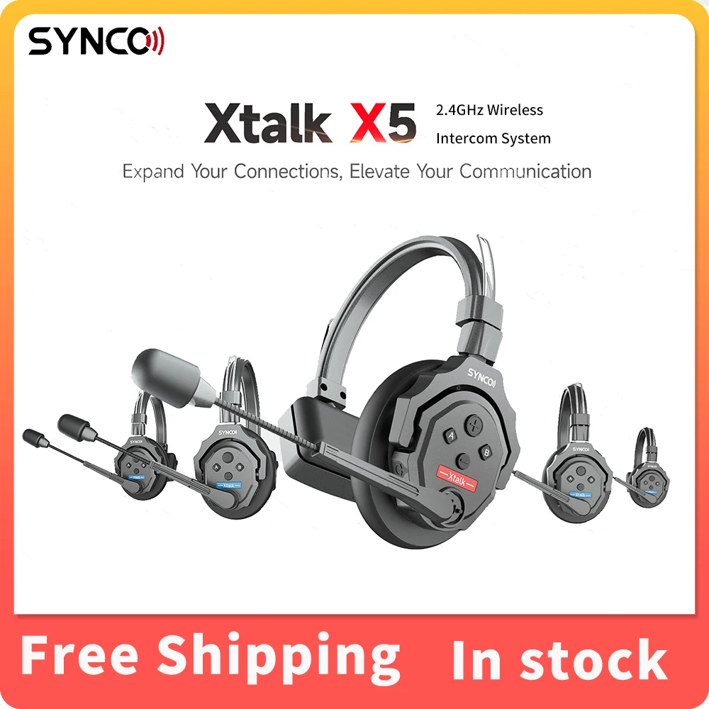 

SYNCO Xtalk X1 X2 X5 2.4G Wireless Intercom System Communication Headset Noise Reduction Intercom Headset With Battery