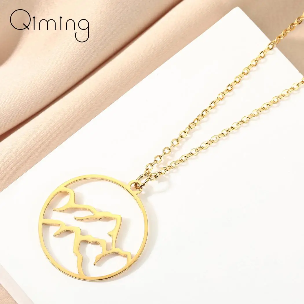 Stainless Steel Mountain Pendant Necklace Men Women Vintage Jewelry Hiking Minimalis Necklace Gift