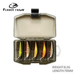 A Box of Five Fishing Lures, 70mm, 8.2g, 3D Eye Curved Lures, Artificial Plastic Hard Bait Fishing Tackle