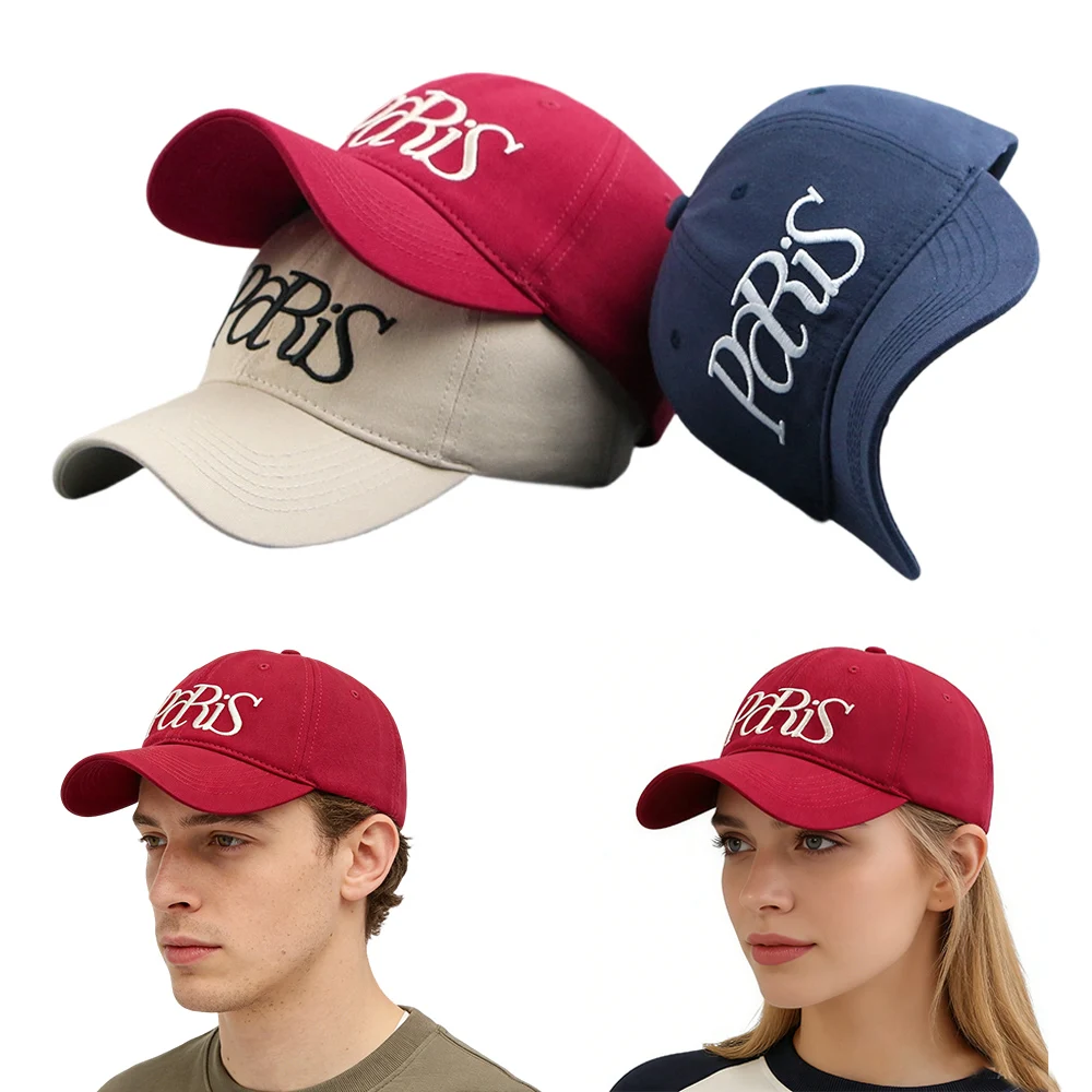 American Vintage Embroidery Baseball Cap Casual All Match Sun Protection Face Slimming Soft Adjustable Hats for Men Women