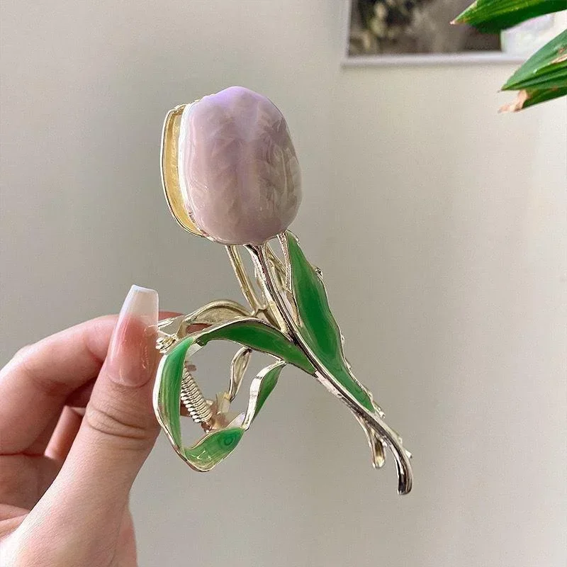 Mode neuesten Tulpe Klaue Blume Kopfschmuck Retro Clip Trend süßes Mädchen Geschenk Schmuck Haarschmuck Mädchen Geschenk