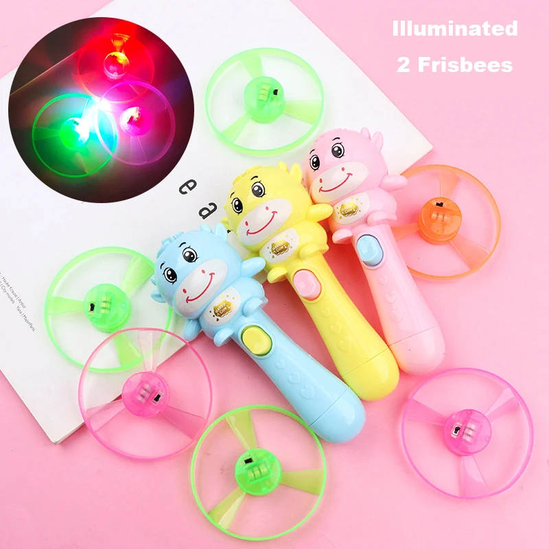 Children's Light-up Bamboo Dragonfly Flying Disc With Lights Flying Disc Toys Ejections Gyro Outdoor Parent-child Sports Toys